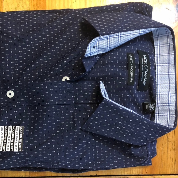 Nick Graham Mens Cross Dot Print CVC Stretch Dress Shirt